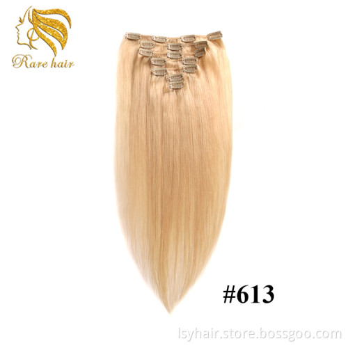 Wholesale Blonde Seamless Clip In Remy human Hair Extensions For White Women